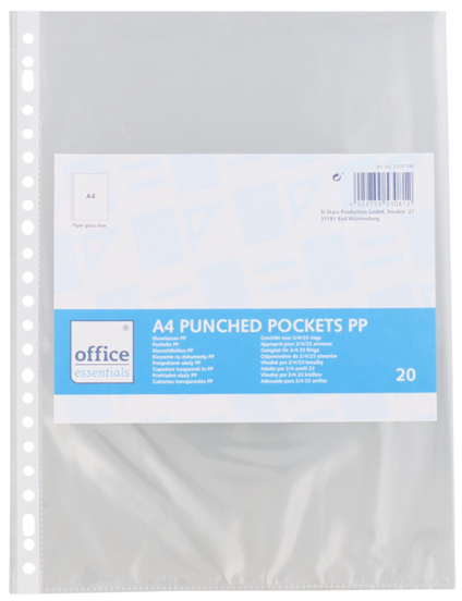 Lot De 24 Pochettes Perforées En Plastique A4, 11 Trous